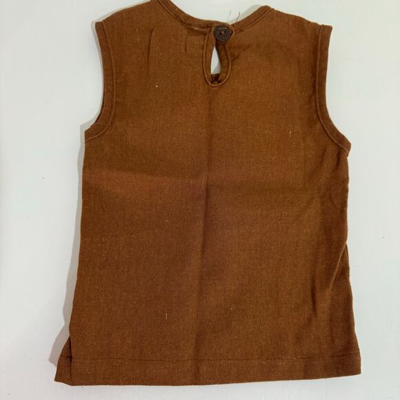 Earthe Walnut Brown Linen Tee Tank Top Size 6-12 Months - Picture 3 of 4